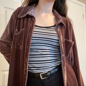 brown velvet button down jacket size L